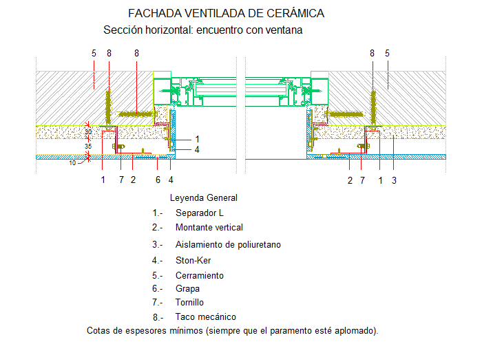 Section horizontale pour une fenêtre (en Espagnol)