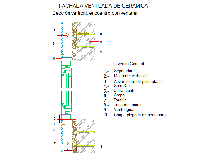 Section verticale pour une fenêtre (en Espagnol)