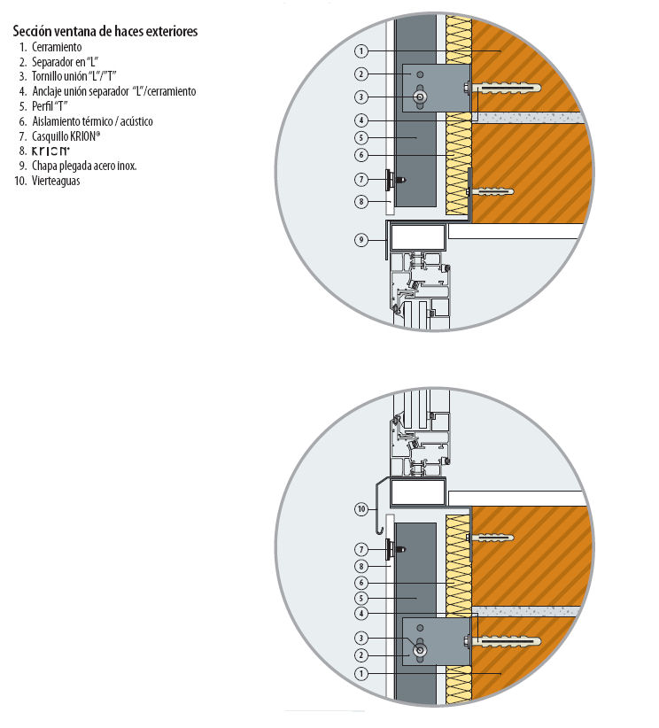 BUTECH. Façades ventilées. Système FV Krion. Section verticale pour une fenêtre. (en Castillan)