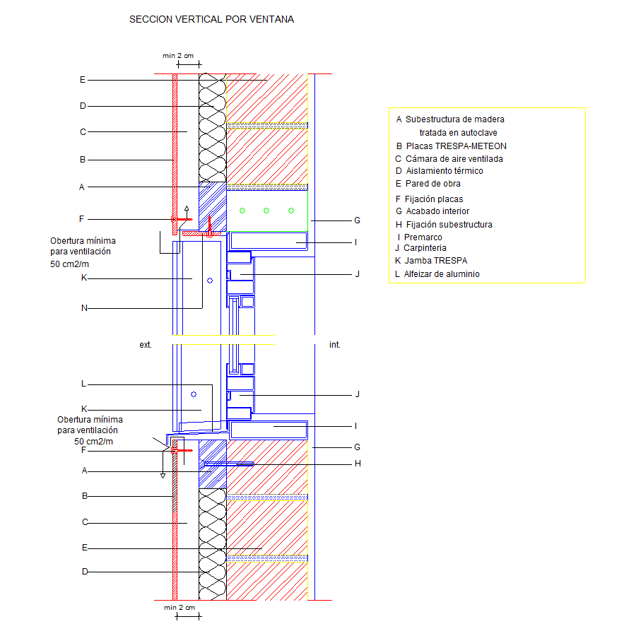 Section verticale pour une fenêtre (en Espagnol)